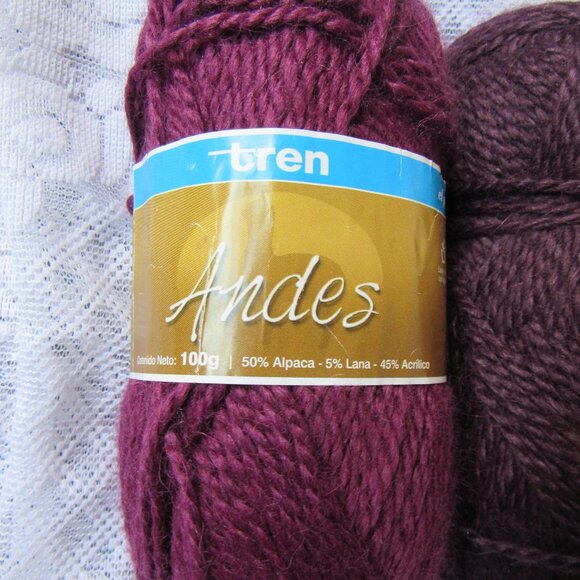 Lot 3+ sks Tren Andes yarn, 100g each,40% alpaca, made in Peru - Picture 2 of 5